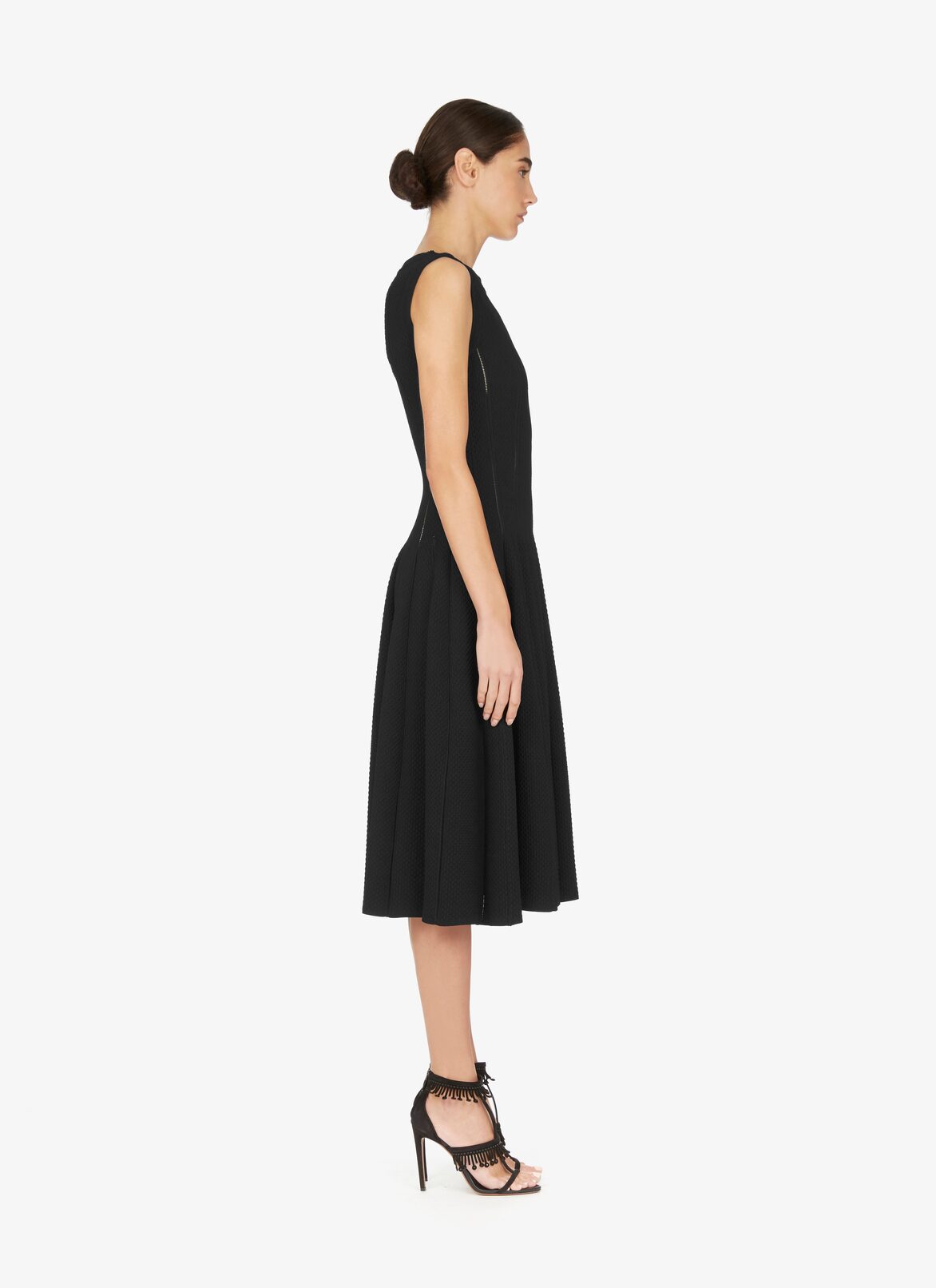 Flared Piqué Mesh Dress ALAÏA BLACK FLARED PIQUÉ MESH DRESS